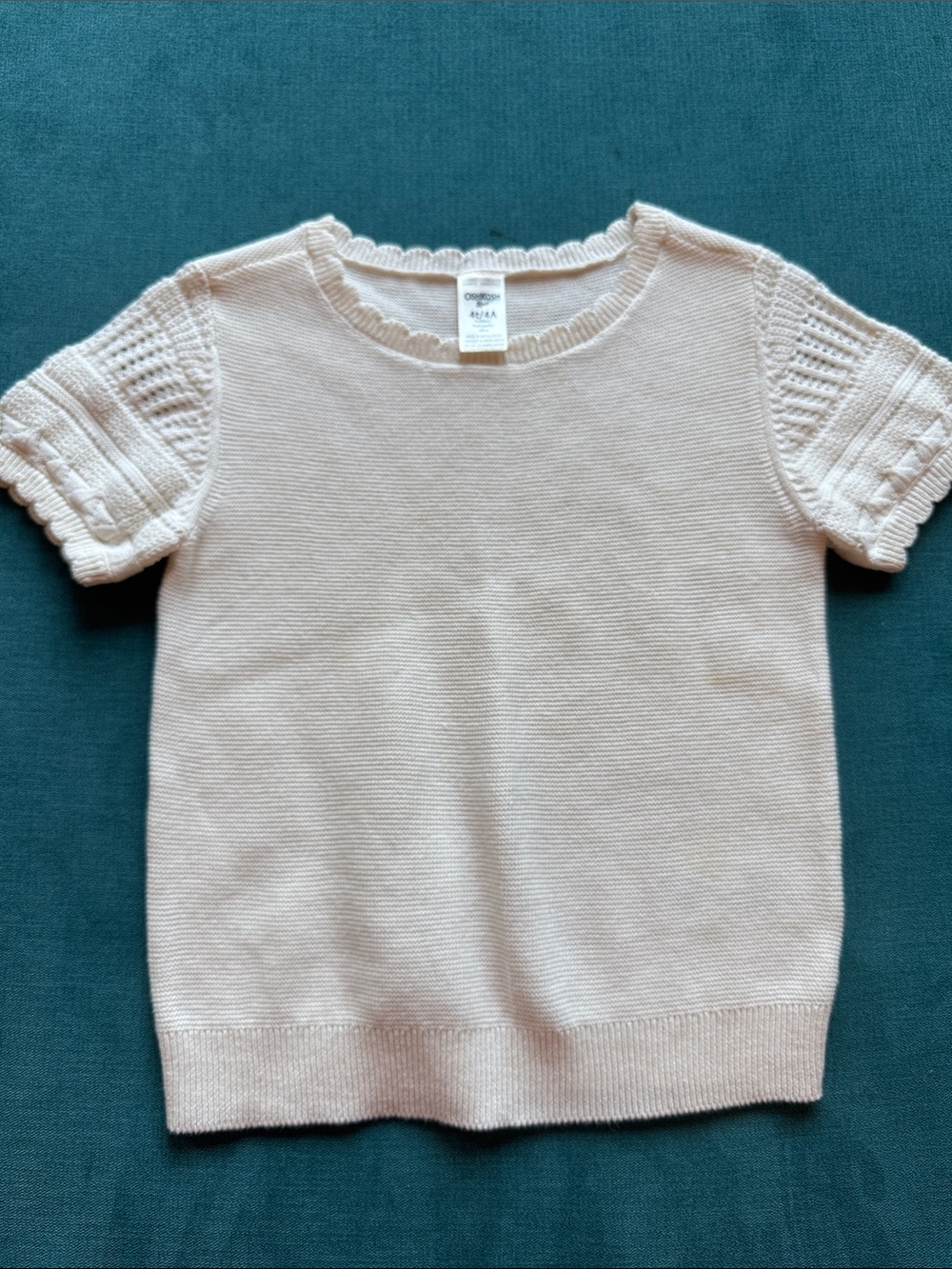 Cream Knit Short-Sleeve Sweater Top for Kids